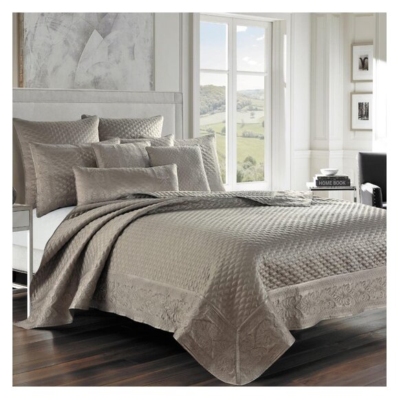 NWT J. Queen New York Lyndon Quilted Single Pillow Sham Taupe Brown King - Picture 2 of 7